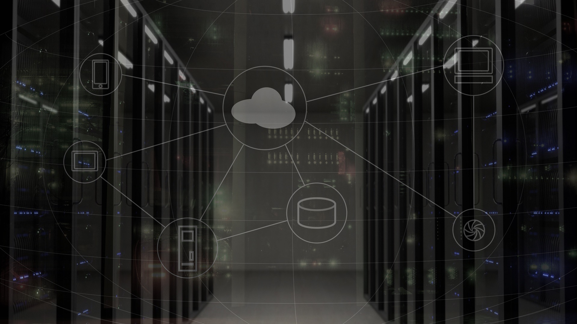 servers with cloud computing icons overlaid